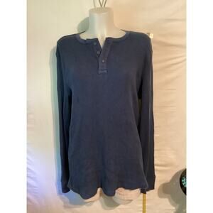 2410 Urban Pipeline Mens Blue Thermal Henley Waffle Knit Long Sleeve T-Shirt XLG